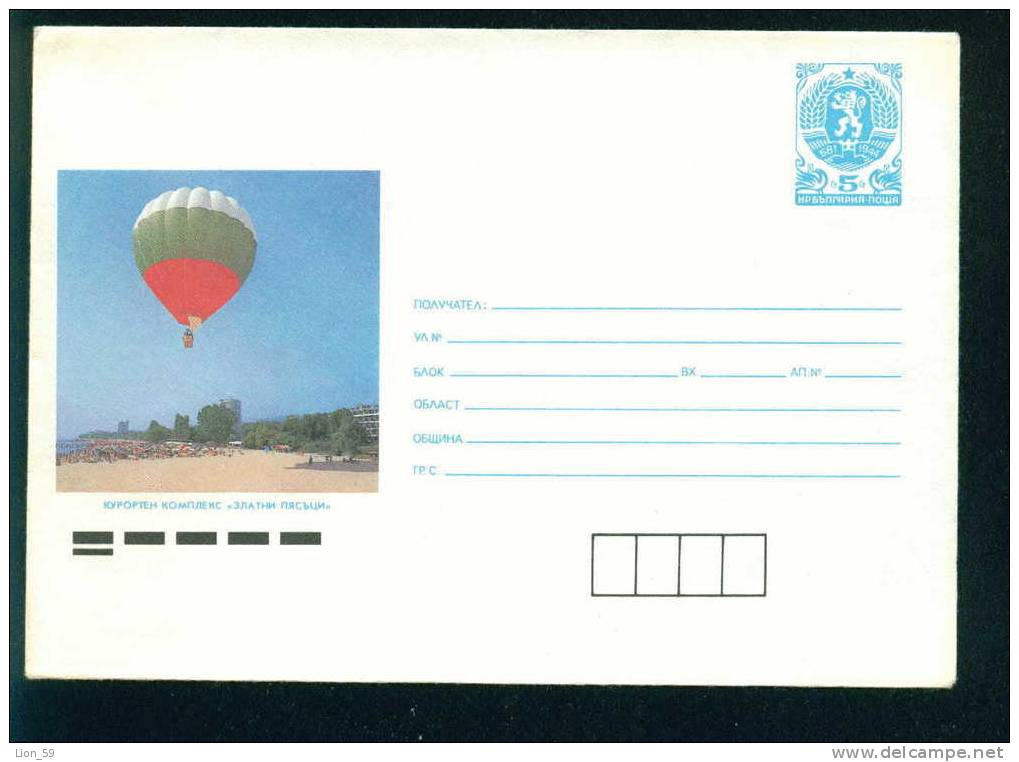 Uco Bulgaria PSE Stationery 1990 Varna GOLDEN SANDS Black Sea Resort Gas BALLOON , FLAG Mint/1864 - Sonstige (Luft)