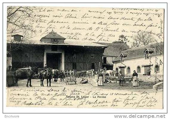 Cpa BOISSY ST LEGER La Ferme - Chevaux Poules Attelages Chariot SUPERBE CARTE ANIMEE Tincelin Ed - Boissy Saint Leger