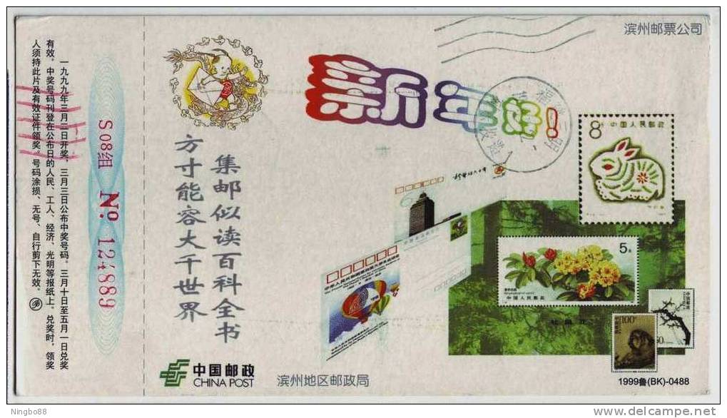 Tiger,Rabbit Stamp,China 1999 Binzhou Post Philately Business Advertising Postal Stationery Card - Autres & Non Classés