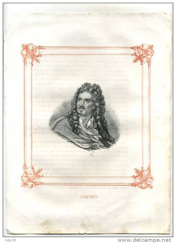 - PORTRAIT DE RIQUET . LITHO DU XIXe S. EN COULEURS - Lithographies