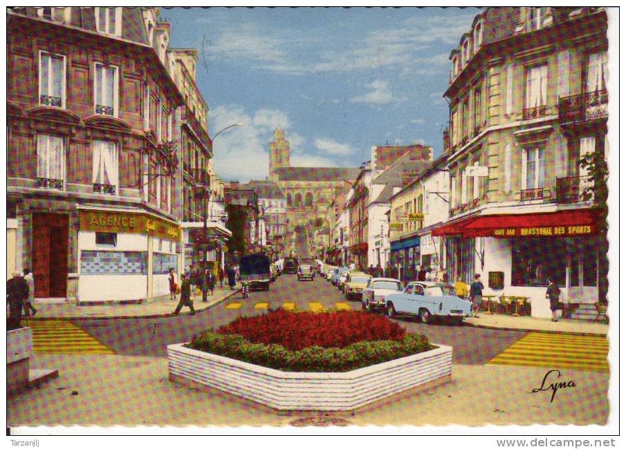 CPSM Colorisée De Pontoise (Val D'Oise 95): Rue Thiers. Cathédrale St Maclou. - Cergy Pontoise