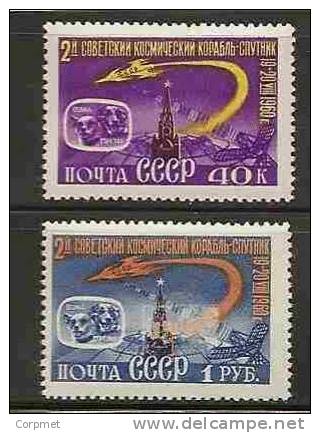 SPACE And  FAUNA -DOGS In The Space - RUSSIA  - 1960 Yvert # 2329/30 - MLH - Russia & URSS