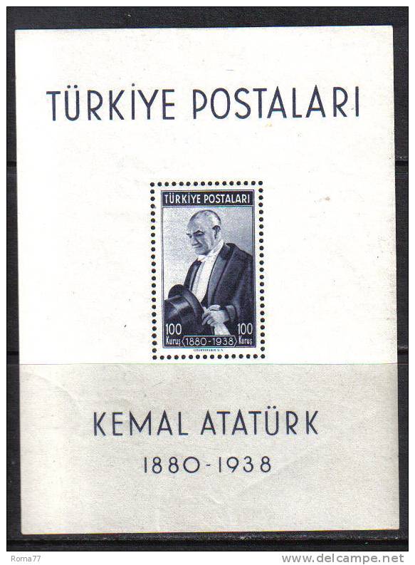 PD80A - TURCHIA 1940, Ataturk Il BF N. 1  * - Hojas Bloque