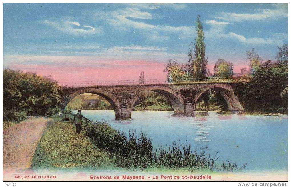 53 MAYENNE Environs Le Pont De Saint Baudelle Cpa Couleur Animée - Mayenne