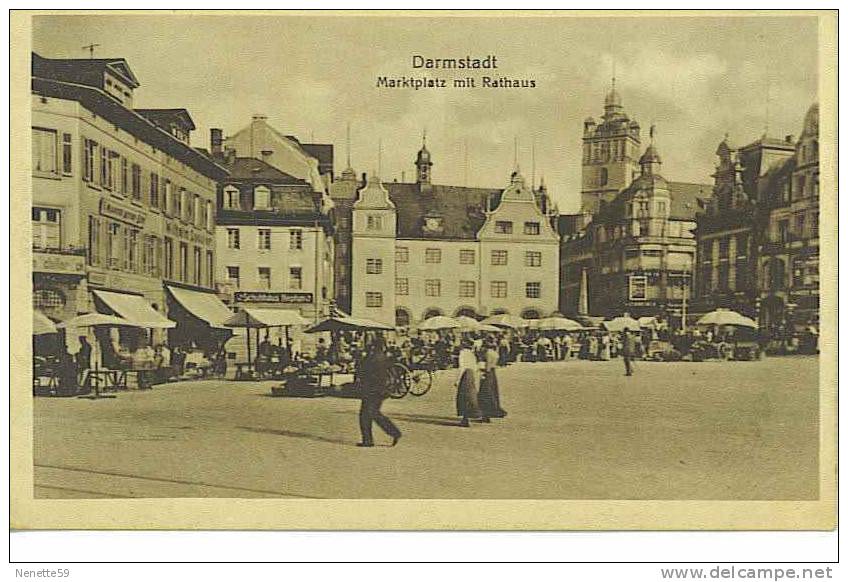 DARMSTADT Marktplatz Mit Rathaus , Marché Très Animé - Darmstadt
