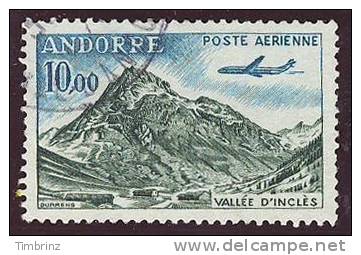 ANDORRE 1961 - Yv. PA 8 Obl.  Cote = 4,70 EUR  - Avion Caravelle Et Vallée D'Inclès, à Soldeu ..Réf.AND10029 - Gebraucht