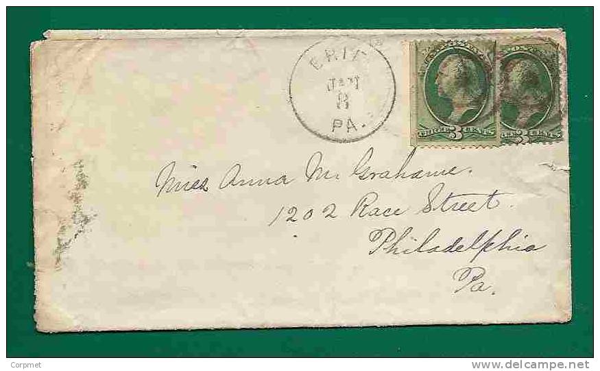 USA - 1880´s COVER From ERIE, PA With A Pair Of 3c Washington (cancellation Without Year) - Covers & Documents