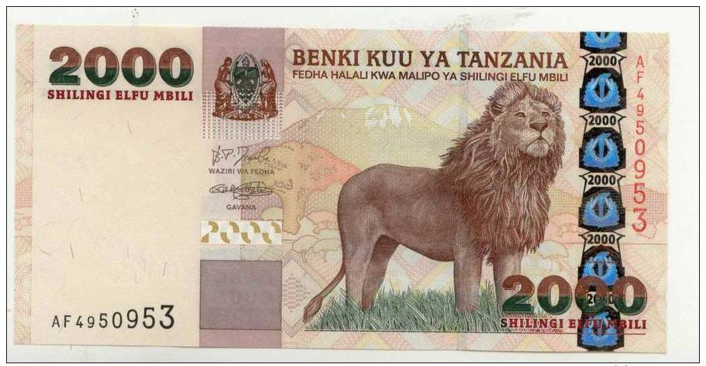 TANZANIE : 2000 Shillingi 2003 Neuf - Tanzanie