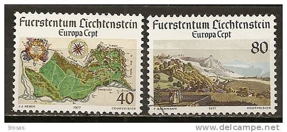 Liechtenstein 1977 Europe Vue De Valduz Serie Complete Obl ! - Oblitérés