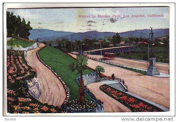 GOOD OLD USA POSTCARD - Los Angeles - Winter In Elysian Park (posted 1921) - Los Angeles