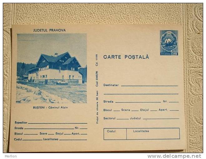 Postal Stationery ,Romania Busteni Caminul Alpin   1978  XF, D4451 - Hotel- & Gaststättengewerbe