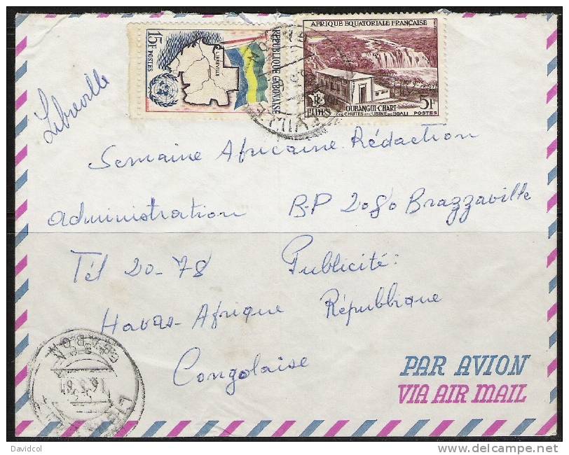 S906.-.FRANCE/ AEF - ( 1961 ) LETTRE, LIBREVILLE-GABON TO CONGO. - Storia Postale