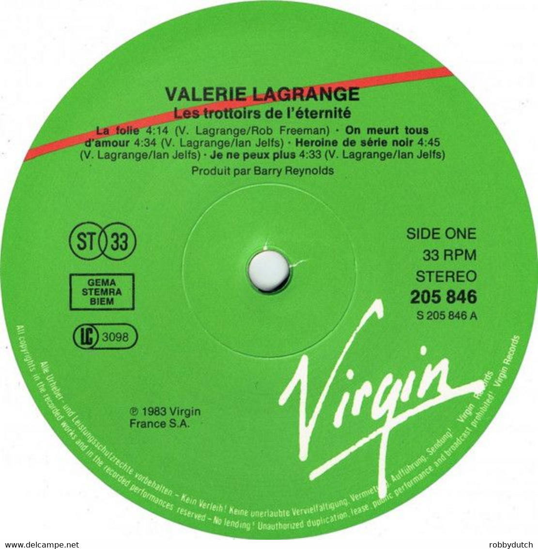 * LP * VALERIE LAGRANGE - LES TROTTOIRS DE L'ÉTERNITÉ (1983 Ex!!!) - Rock
