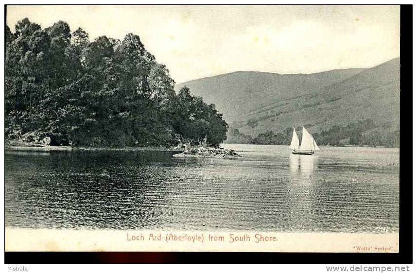 Brand New PPC, Early 1900's - Loch Ard (Aberfoyle) From South Shore,with Sail Boat! - Stirlingshire