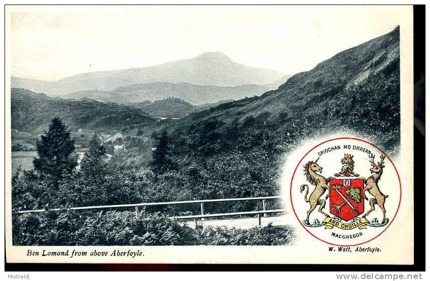 Brand New PPC, Early 1900´s - Ben Lomond From Above Aberfoyle - With Colours Mac Gregor Armorial ! - Stirlingshire