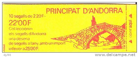 PRINCIPAT D'ANDORRA - ANDORRE - CARNET N° 2 Non Ouvert Neuf ** TB - Type BLASON D'ANDORRE - 10 X 2,20 FR - N° 366 YT - Carnets