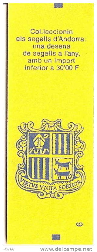 PRINCIPAT D'ANDORRA - ANDORRE - CARNET N° 3 Non Ouvert Neuf ** TB - Type BLASON D'ANDORRE - 10 X 2,30 FR - N° 387 YT - Postzegelboekjes
