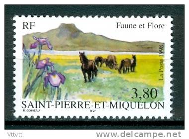 SAINT-PIERRE-ET-MIQUELON,  1998, N° 671** (Yvert Et Tellier), Faune, Fleurs, Chevaux, Iris - Unused Stamps