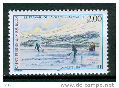 SAINT-PIERRE-ET-MIQUELON, 1998, N° 673**, (Yvert Et Tellier), Le Travail De La Glace, Découpage Et Transport Des Blocs - Neufs