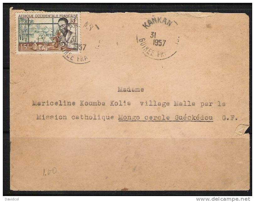 S838.-.FRANCE/ A.O.F. - ( 1957  ) LETTRE , FROM KANKAN TO GUÈCKÈDOU - Covers & Documents