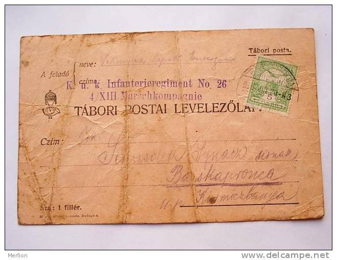 Hungary, Levelez&#337;lap, Barskapronca WWI. G- With Stamp  1915 D4560 - Lettres & Documents