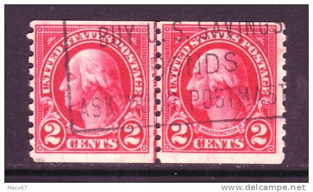 U.S. 599X2 Line Pair  (o)  1923-9 Issue Rotary Press - Used Stamps