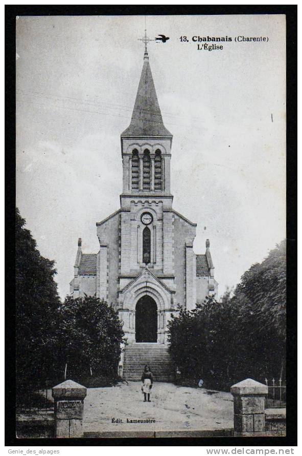 16, Charente, Chabanais, L'Eglise, Ed Lameunière, Animée, Dos Divisé Vierge, TB état - Chateauneuf Sur Charente