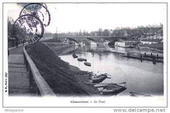 Cpa Charenton (94) Le Pont , Barques , Petite Animation , 1905 - Charenton Le Pont