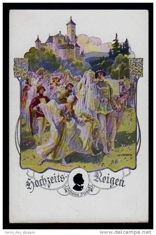 Mariage, Chateau, Johann Straub, W.H. BRAUN, Belle Carte, Dos Div.vierge - Braun, W.