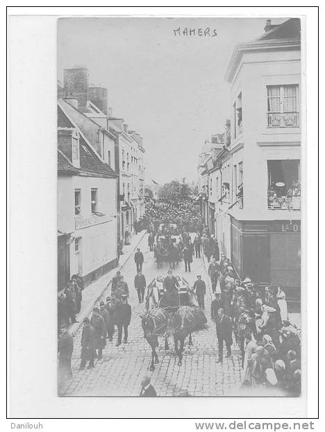 72 // FL / MAMERS, Carte Photo, Catastrophe Cyclone Juin 1904,CORTEGE ENTERREMENT, ANIMEE - Mamers