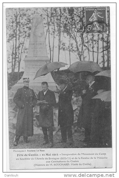 72 // FL / Fête De CONLIE, Inauguration Du Monument Du Camp En Souvenir De L'armée De Bretagne, Remise De Médailles - Conlie