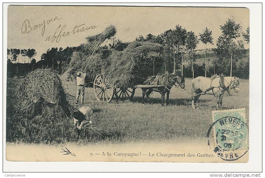 A La Campagne - Attelage De Chevaux - Chargement Des Gerbes - Attelages