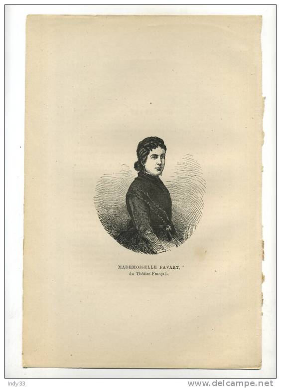 - PORTRAIT DE MADEMOISELLE FAVART . THEATRE FRANCAIS .  GRAVURE SUR BOIS DU XIXe S. - Theatre, Fancy Dresses & Costumes