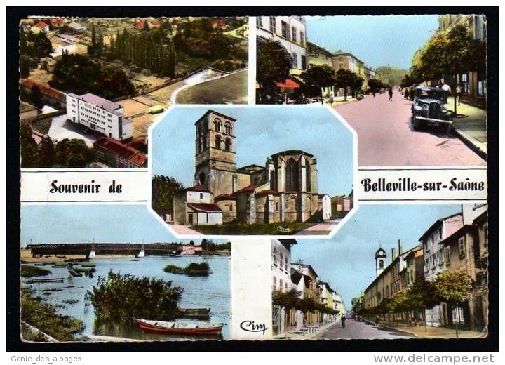 69 Rhône, CPSM 10x15, BELLEVILLE SUR SAONE, Multivues, Voyagée En 1964, Bon état - Belleville Sur Saone