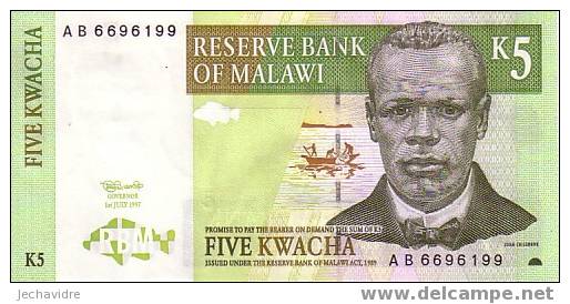 MALAWI   5 Kwacha  Daté Du 01-07-1997   Pick 36     ***** QUALITE  XF ***** - Malawi