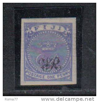 CI1360g - FIJI , 1877 : 1 P. Oltremare Su Carta Vergata Yv. N. 21 NON Dentellato  * - Fiji (1970-...)
