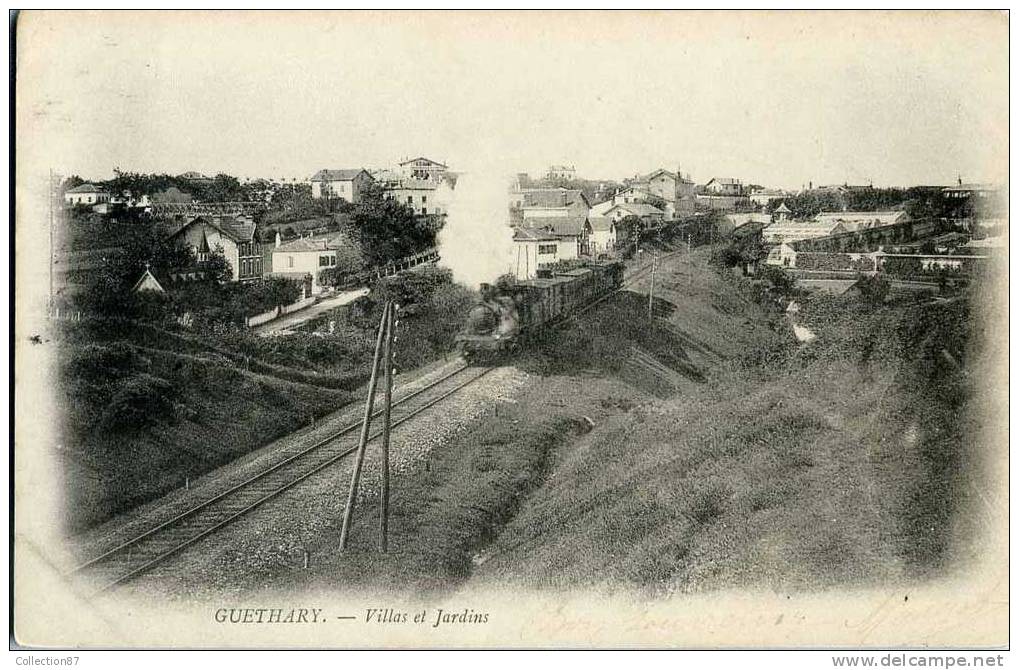 64 - PYRENEES ATLANTIQUES - GUETHARY - VILLA Et JARDIN - TRAIN - CHEMIN De FER - PRECURSEUR VOYAGEE 1904 - Guethary