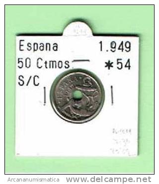 FRANCO ESTADO ESPAÑOL  50 CENTIMOS 1.949 #54 SC+  DL-1019 - Other & Unclassified