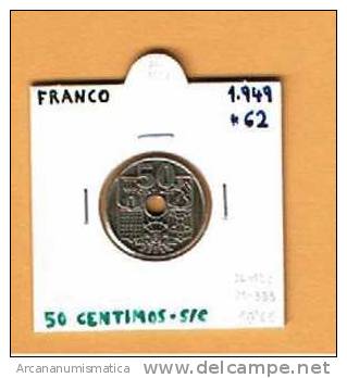 FRANCO ESTADO ESPAÑOL  50 CENTIMOS 1.949 #62 SC+  DL-1020 - Andere & Zonder Classificatie