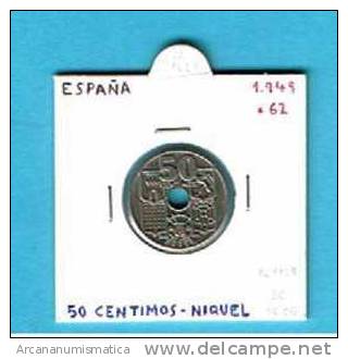 FRANCO ESTADO ESPAÑOL  50 CENTIMOS 1.949 #62 SC+  DL-1021 - Other & Unclassified