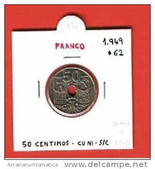 FRANCO ESTADO ESPAÑOL  50 CENTIMOS 1.949 #62 SC+  DL-1022 - Other & Unclassified