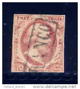 1852 Koning Willem III 10 Cent NVPH 2 * Periode 1852 Nederland Nr. 2 Gebruikt  (75) Nederland Nummer 2 - Oblitérés