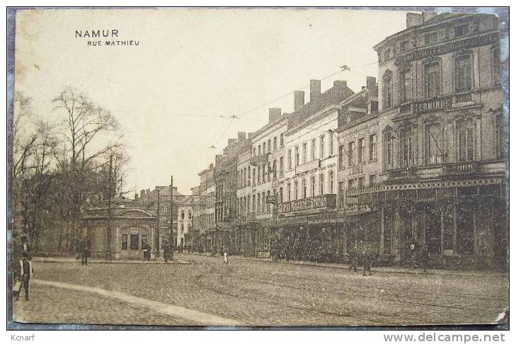 CP De NAMUR " Rue Mathieu "  Censure Namen + Cachet A Pont 1916 Namur Sur 8 Cent. Belgien - Legerstempels