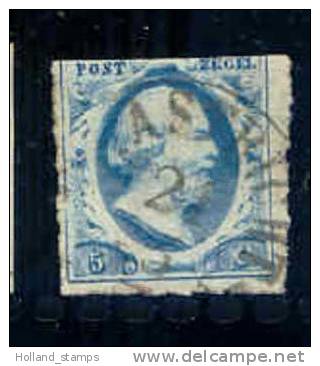 1852 Koning Willem III 5 Cent BLAUW NVPH 1 * Periode 1852  Nederland  Nr. 1 Gebruikt  (46) - Gebruikt