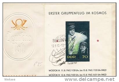 DDR132/ FDC 1.Sow. Kosmosflug 1962, Block M. Sonderstempel - Sonstige & Ohne Zuordnung