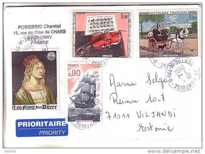 GOOD Postal Cover FRANCE To ESTONIA 2004 - Nice Stamped: Viola; Ship; Dürer; Rousseau - Brieven En Documenten