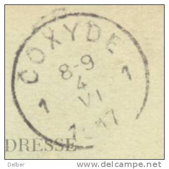 _Cc050:postkaart: NICE :10c Semeuse: >>  1 COXYDE 1 1917 : Niet-Bezet België - Not Occupied Zone