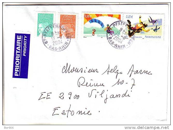GOOD Postal Cover FRANCE To ESTONIA 2004 - Good Stamped: Marianne & Parachutisme - Brieven En Documenten