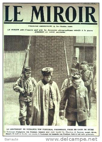 LE MIROIR N° 59 10/01/1915 Lt  VON FORSTNER. Sur La Couverture. - Informations Générales