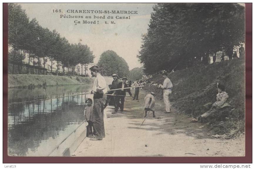 94..CHARENTON ST MAURICE.PECHEURS A U BORD DU CANAL..... ECRITE....‹(•¿•)› - Angelsport